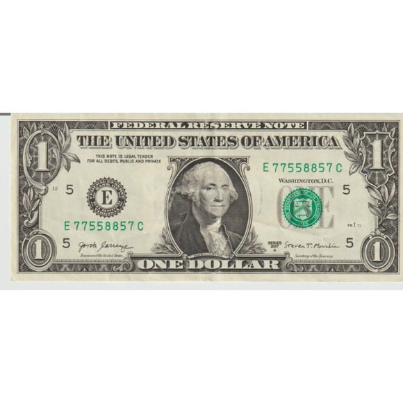2017A $1 Fancy Note – Serial E77558857C – Paired Digits / Collector Currency - Picture 1 of 2